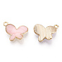 Подвески из эмали и сплава, бабочка, золотой свет, розовые