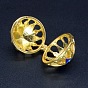 Brass Enamel Hollow Bead Cage Pendants, Round with Flower Charm, for Chime Ball Pendant Necklaces Making