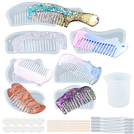 Изготовление расчесок своими руками, с силиконовыми формами, березы деревянные ремесленные мороженого палочки, пластиковые пипетки, латексные кроватки, силиконовая мерная чашка