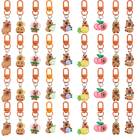 36 pièces 9 styles de décorations en résine avec pendentifs en fer, pour porte-clés, sac à main, ornement de sac à dos