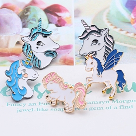 Unicorn Enamel Pin, Golden Alloy Brooch for Backpack Clothes