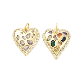 Латунные микро проложить кубического циркония подвески, без кадмия и без свинца, сердце прелести, с целью перехода в кольце, реальный 16 k позолоченный