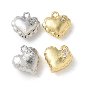 Латунные микро проложить кубического циркония подвески, сердце прелести, прочное покрытие, без кадмия и без свинца