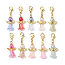 10Pcs 10 Colors Angle Glass Pendant Decorations, Lobster Clasp Charms for Bag Ornaments