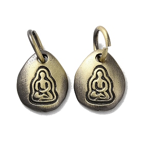 Tibetan Style Brass Pendants, Cadmium Free & Lead Free, Oval with Human