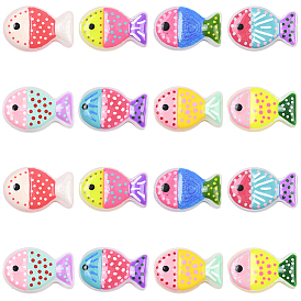 16шт 8 цвета окрашенные стеклянные бусины, рыба, с эмалью