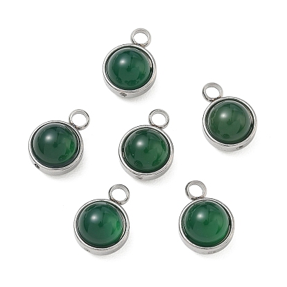 Pendentifs naturelles mixtes de pierre, avec 304 accessoires en acier inoxydable, demi-tour