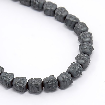 Frosted Non-magnetic Synthetic Hematite Beads Strands, Buddha, 8x8x7mm, Hole: 1mm, about 51pcs/strand, 15.7 inch