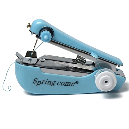 ABS Plastic Hand Sewing Machine, with Iron & Alloy Findings, Portable Multi-Function Home Assistant, Mini Handheld Cordless Sewing Machines, for Repairing Garment Fabrics Curtains Leather