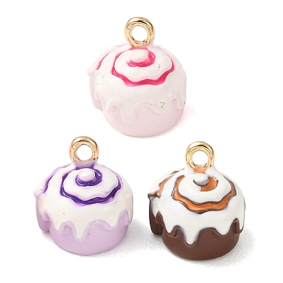 Colgantes de esmalte de bronce, los encantos del helado, dorado