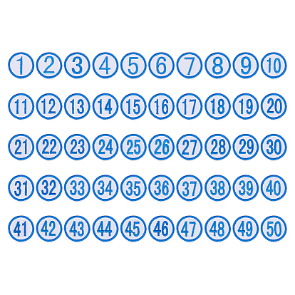 50 шт. полиэфирная нить, нетканый материал, заплатки из двустороннего скотча, плоские круглые с номером