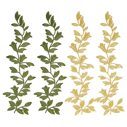 4шт 2 цвета лист компьютерная вышивка полиэстер орнамент аксессуары, гладить по аппликациям