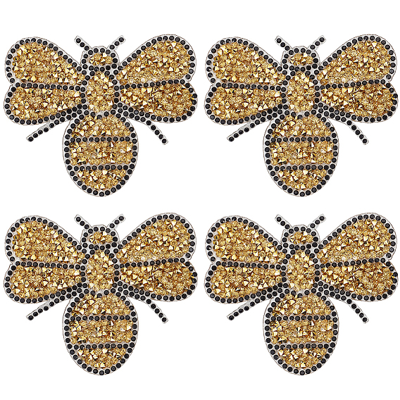 8Pcs Rhinestones Sew on/Iron on Patches, Appliques, Costume Accessories, Bee