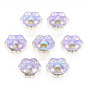 Electroplate Transparent Glass Beads, Half Plated, Dog Paw Prints