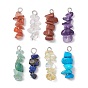 8 шт. 8 стили подвески из смешанных драгоценных камней и бусин ручной работы в технике лэмпворк, с платиновыми тоновыми железными петлями, окрашенная и подогревом