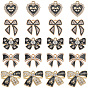 30шт 5 стили подвески со стразами из сплава, с черной эмалью, бантом и сердца