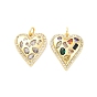 Латунные микро проложить кубического циркония подвески, без кадмия и без свинца, сердце прелести, с целью перехода в кольце, реальный 16 k позолоченный