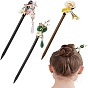 3Pcs 3 Styles Glass Hair Sticks, Hair Accessories for Women Girls, Flower