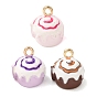 Brass Enamel Pendants, Ice Cream Charms, Golden