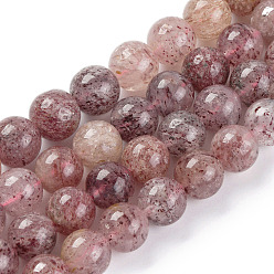 Natural Strawberry Quartz Beads Strands, Round