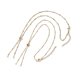 2 шт 304 слайдер из нержавеющей стали ожерелье изготовление, с цепочками-сателлитами и латунными скользящими бусинами