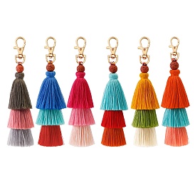 Cotton Tassels Pendant Decorations, with Alloy Findings