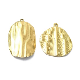 Ion Plating(IP) 304 Stainless Steel Pendants, Real 18K Gold Plated, Oval/Shell Charm