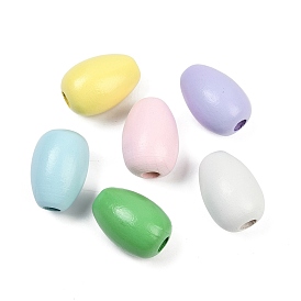 Спрей окрашены деревянные европейские бусины, бусины с большим отверстием, слеза