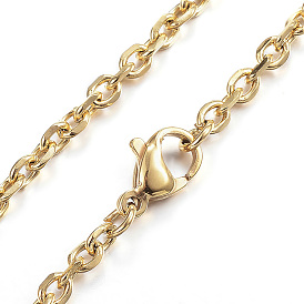 304 Stainless Steel Necklaces, Cable Chain Necklaces, Faceted