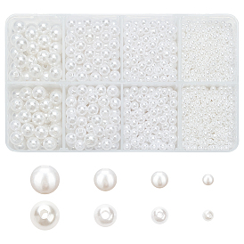 1890Pcs 4 Style Imitation Pearl Acrylic Beads, Dyed, Round