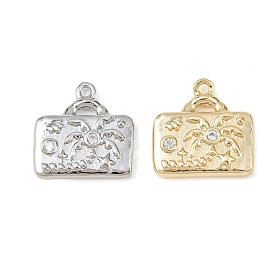 Латунные микропаве прозрачные подвески с фианитом, сумка с рисунком кокосовой пальмы, без кадмия, без никеля и без свинца