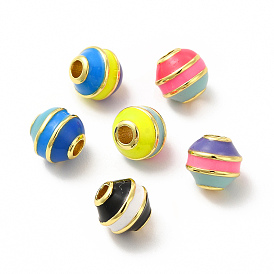 Brass Enamel Beads, Cadmium Free & Lead Free, Real 18K Gold Plated, Rondelle