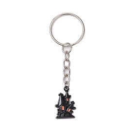 Alloy Enamel Pendant Keychain, Key Hanging Decoration, Haunted House