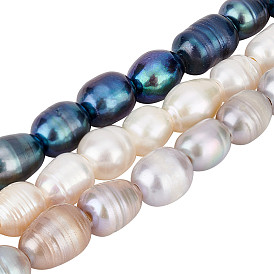 60pcs 3 couleurs perles à gros trou, perles en vrac de perles de culture d'eau douce naturelles, ovale