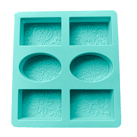 DIY Soap Silicone Molds, for Handmade Soap Making, Rectangle & Oval with Flower Pattern