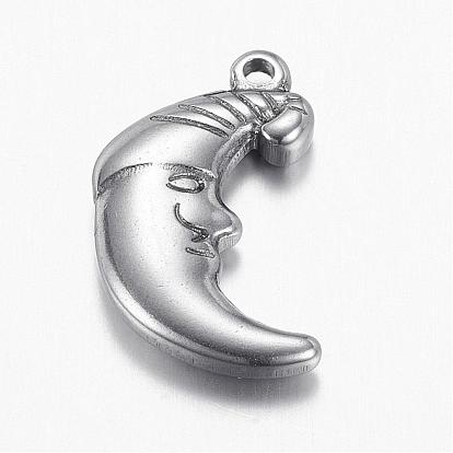 304 Stainless Steel Pendants, Moon