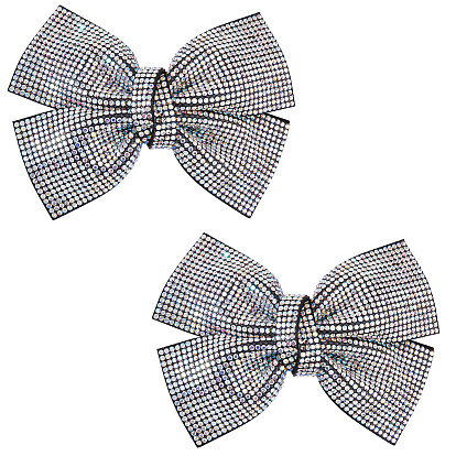 2шт. заколки для волос с бантиками и стразами, с зажимами из сплава, для женщин девушек