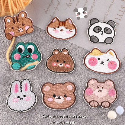 Animal Computerized Embroidery Cloth Self Adhesive Patches, Costume Accessories, Appliques, Rabbit/Bear/Cat