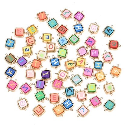 Пластиковая рамка ccb с бусинами из полимерной глины в виде букв, квадратные звенья, подвески-соединители, с латунными двойными петлями, золотые