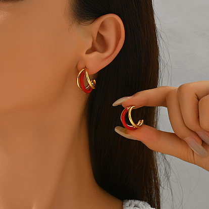 Тройные серьги-гвоздики в форме буквы С из нержавеющей стали