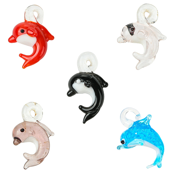 5 шт 5 цвета подвески лэмпворк ручной работы, дельфин