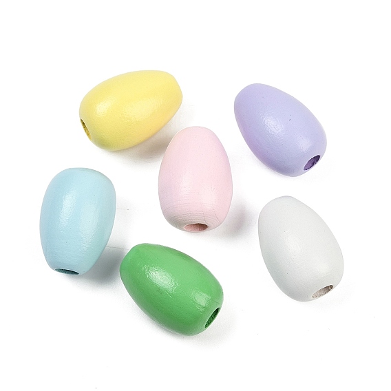 Спрей окрашены деревянные европейские бусины, бусины с большим отверстием, слеза