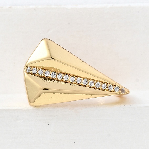 Открытые кольца манжеты из латуни с микропаве и кубическим цирконием, без кадмия и без свинца, треугольные