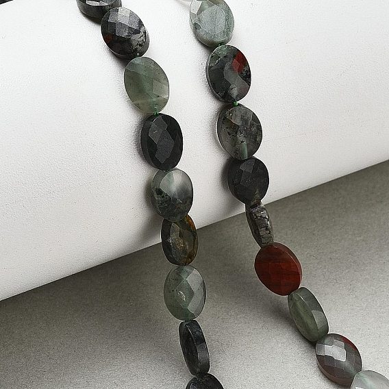 Натуральный дракон яшма кровь бисер пряди, овальные, граненые