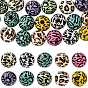 20Pcs 10 Colors Printed Wood Beads, Round with Leopard Print