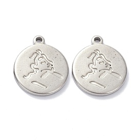 Pendentifs en acier inoxydable, plat rond