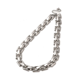 Handmade 304 Stainless Steel Necklaces, Square Link Chain Necklaces