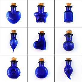 Blue Glass Bead Containers, Wishing Bottle with Cork