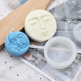 DIY Silicone Candle Molds, for Scented Candle Making, Round with Human Face Shape