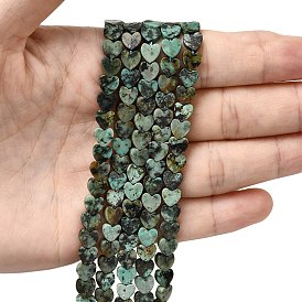 Бусы натуральная африканская бирюза (яшма), сердце
